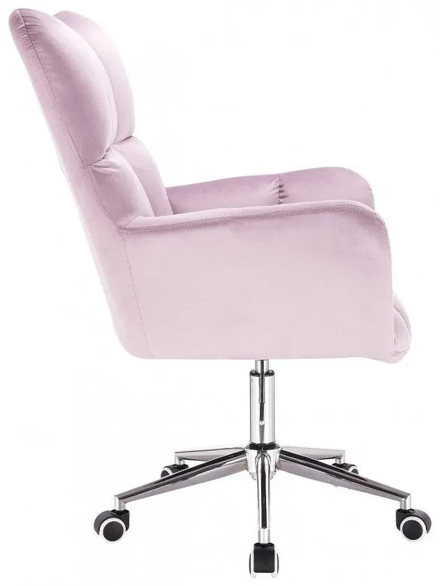 LuxuryForm DESIGN Kreslo AURORA VELUR na strieborné podstave s kolieskami - levanduľa