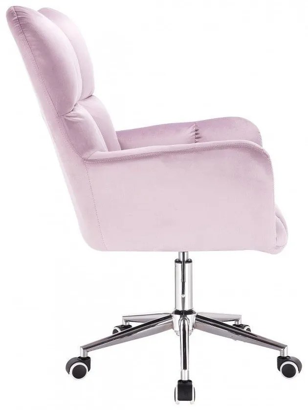LuxuryForm DESIGN Otočné kreslo AURORA VELUR na striebornej podstave s kolieskami - levanduľa