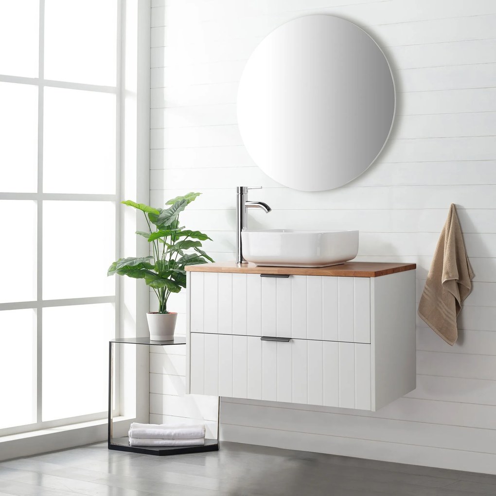 Závesná skrinka pod umývadlo Houseland Velora s doskou 80 cm biela/dub