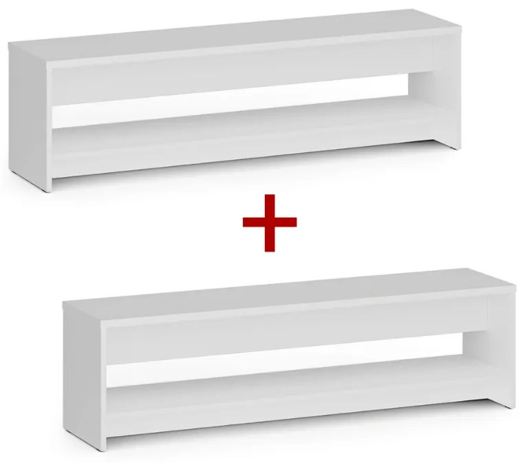 Šatníková lavica s policou na topánky 1+1 ZADARMO, zosilnená, 1500 mm, biela