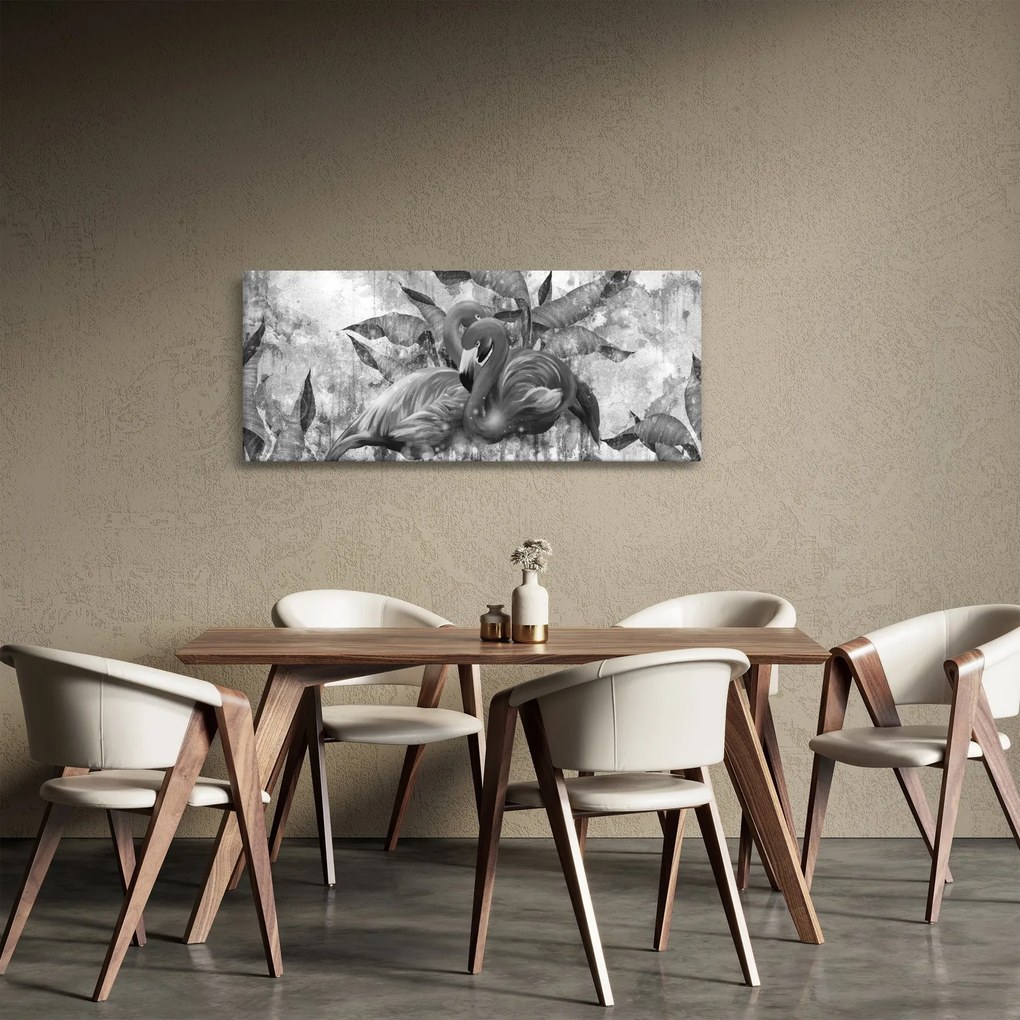 Obraz - Plameniaky graffiti (120x50 cm)