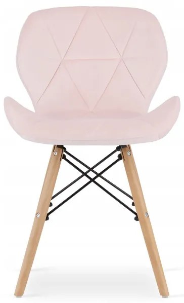 Jedálenský stôl TODI biely 80 cm so štyrmi stoličkami LAGO zamatové ružové