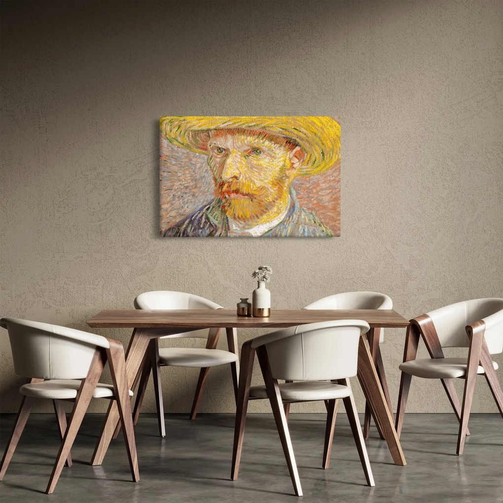 Obraz - Vincent van Gogh, Self-Portrait with a Straw Hat (The Potato Peeler), reprodukcia (90x60 cm)