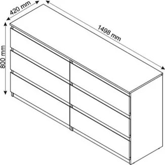 Široká komoda so 4 zásuvkami Carlos, šedý betón, 120 cm