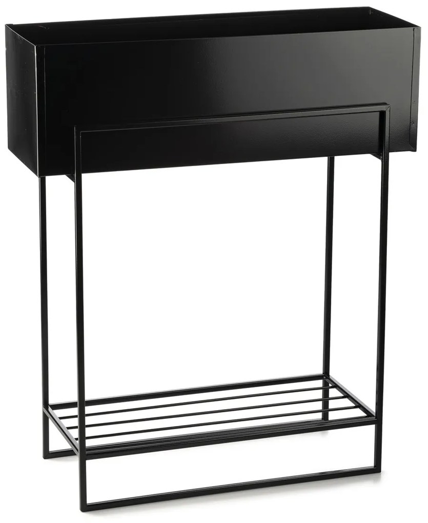 KOVOVÝ KVETINÁČ SO STOJANOM RECT 72X23X60 CM ČIERNA