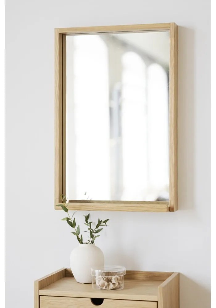 Závesný/s poličkami nočný stolík z dubového dreva v prírodnej farbe Hillmond – Rowico