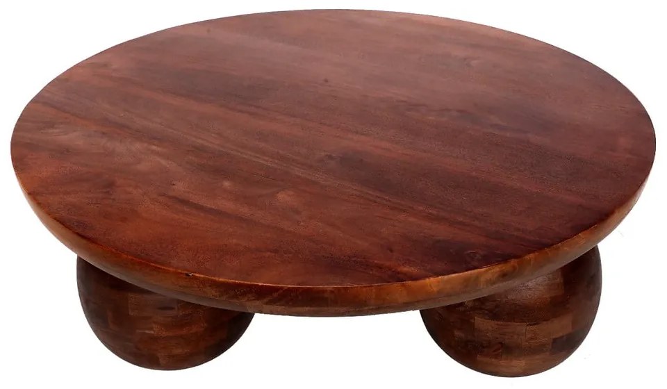 Hnedý okrúhly konferenčný stolík z mangového dreva ø 100 cm Ailen – MOME