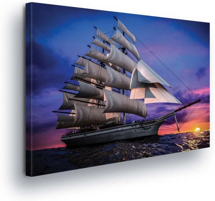 GLIX Obraz na plátne - Sailboats in Night Light 100x75 cm