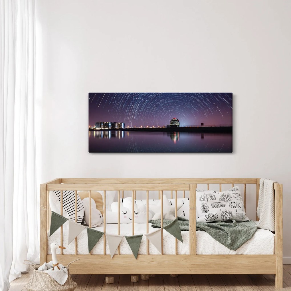 Obraz nočnej oblohy s hviezdami (120x50 cm)