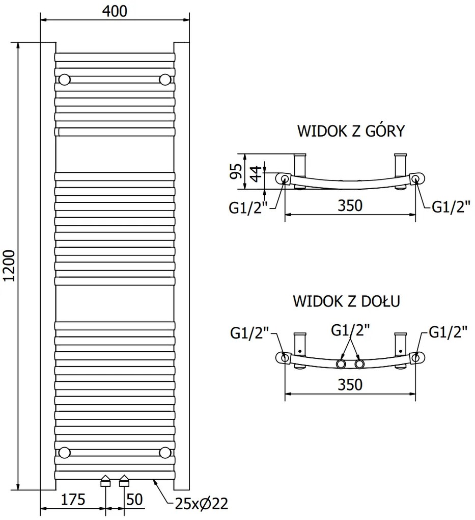 Mexen Ares, vykurovacie teleso 1200x400 mm, 442 W, antracitová, W102-1200-400-00-66