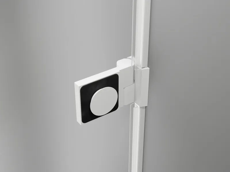Mexen Lunar-B, Otočné ľavé sprchové dvere 125 cm, 8mm číre sklo, biely profil, 832S-125-050-20-00-L