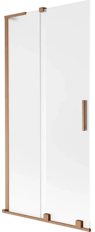 Mexen Velar L, 2-krídlová posuvná vaňová zástena 95 x 150 cm, 8mm sklo námraza, medená matná, 896-095-003-31-65