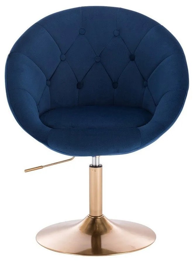 LuxuryForm DESIGN Kreslo VERA VELUR na zlatom tanieri - modré
