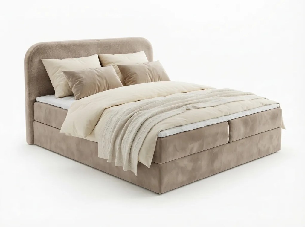 Čalúnená posteľ boxspring FORENA 160x200 cm béžová Matrac: Bonell pružinová matrac