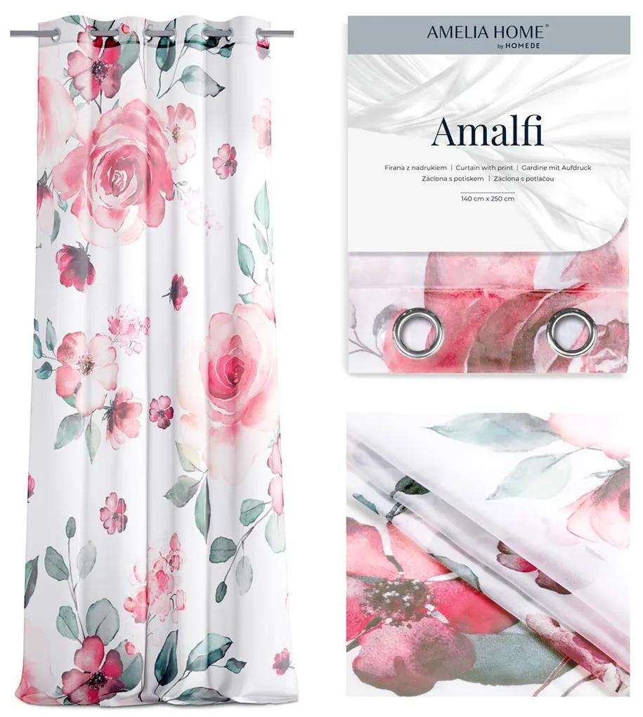 Závěs AmeliaHome Amalfi 140x270 cm bílo-růžový