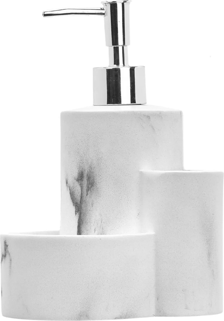 Dávkovač saponátu Marble, biela/s chrómovými prvkami