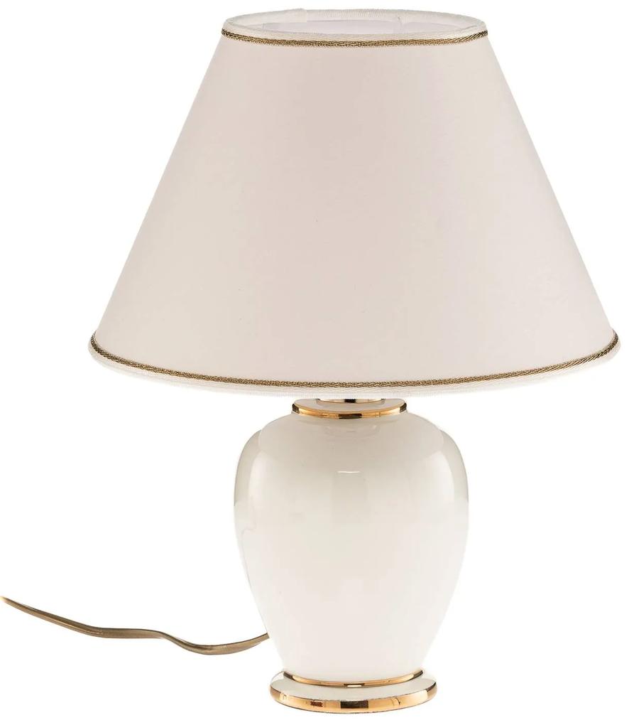 Stolná lampa Giardino Avorio bielo-zlatá, Ø 25 cm