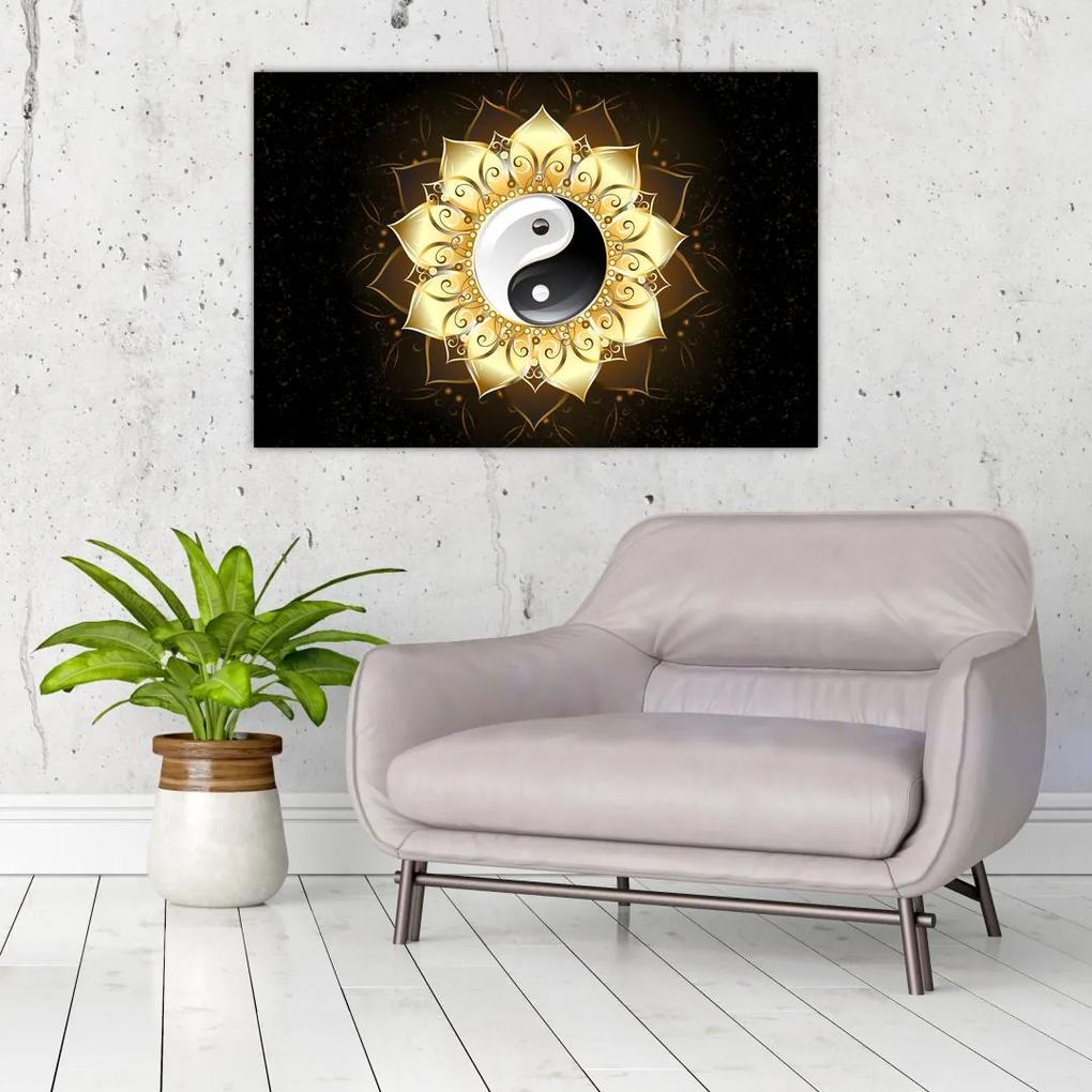 Obraz - Zlatý Yin-Yang (90x60 cm)
