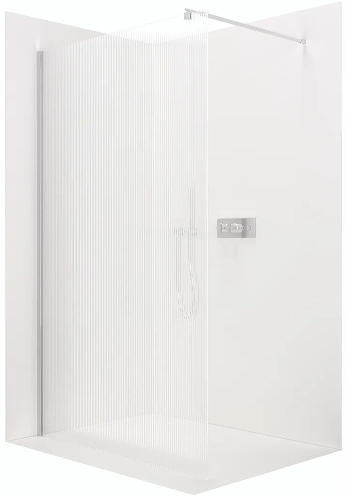 CERANO - Sprchová zástena Walk-in Onyx Ľ/P - guľatá vzpera - chróm, ryhované sklo - 160x200 cm, CER-CER-8050BD322