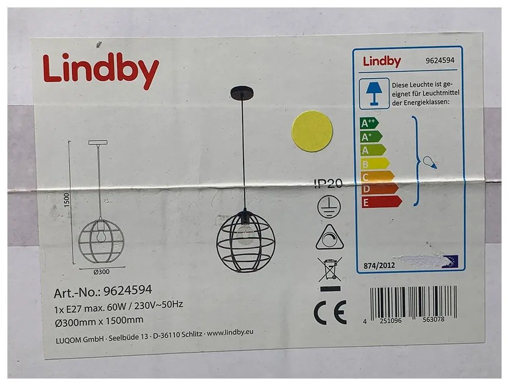 Lindby Lindby - Luster na lanku BEKIRA 1xE27/60W/230V LW1481