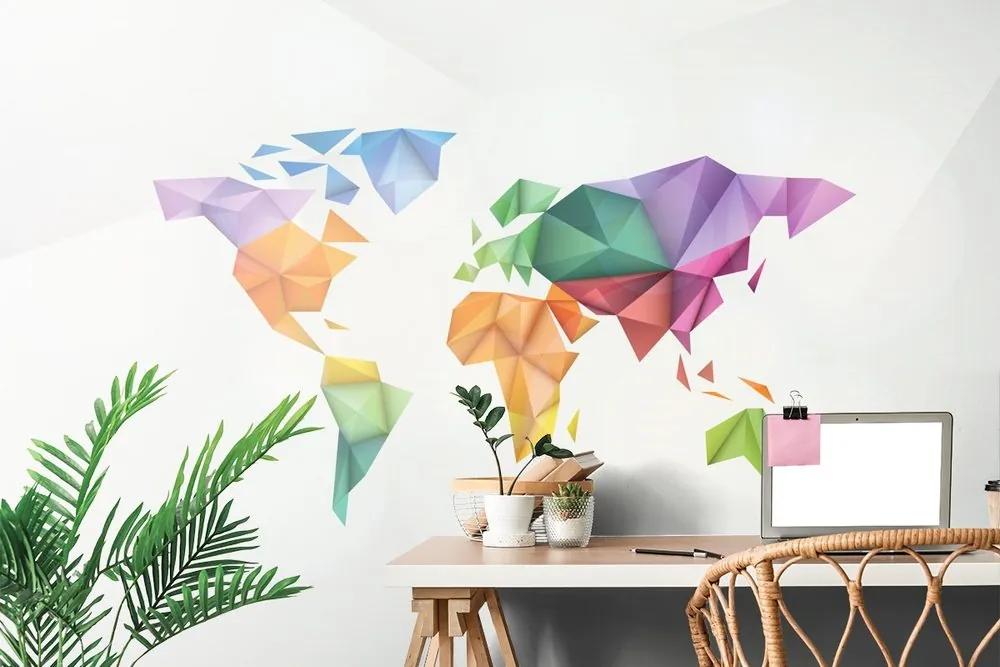 Tapeta farebná mapa sveta v štýle origami - 450x300