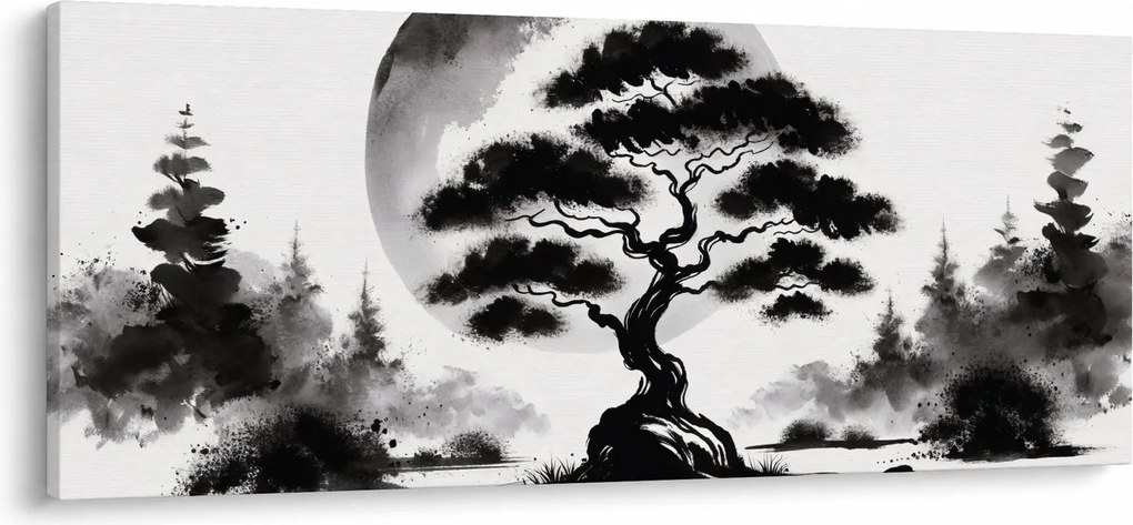 Obraz – Čiernobiela bonsai (120x50 cm)
