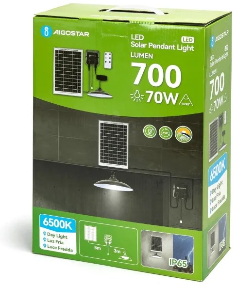 Aigostar - LED Solárny luster LED/70W/12V 6000 mAh 6500K pr. 23,5 cm