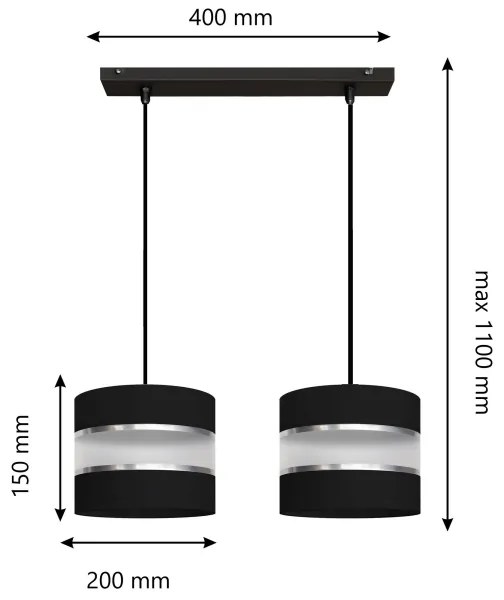 Luster na lanku HELEN 2xE27/15W/230V čierna