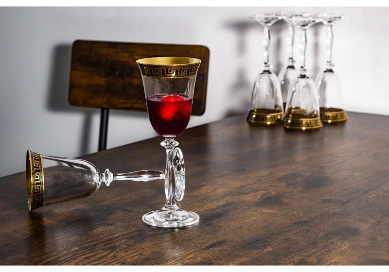 BOHEMIA ANGELA VERSO GOLD POHÁR NA VÍNO 185 ML SADA 6 KS