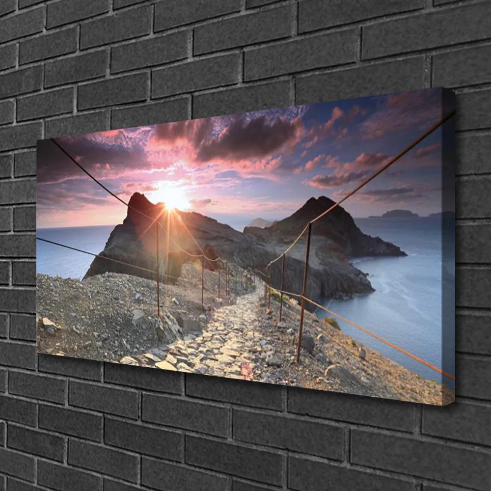 Obraz Canvas Hory chodník útes západ 120x60 cm
