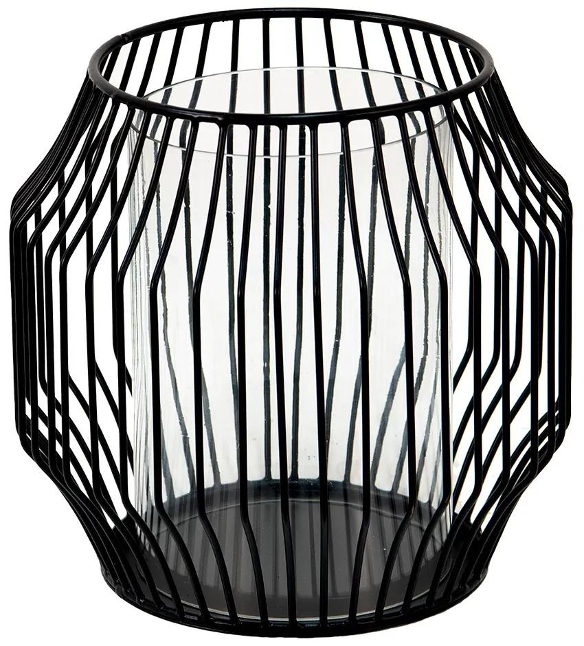 Čierny kovový lampáš Nioste - Ø 21*20 cm
