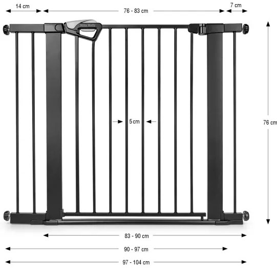 Bezpečnostná zábrana GUARDY 104 s rozšírením, čierna