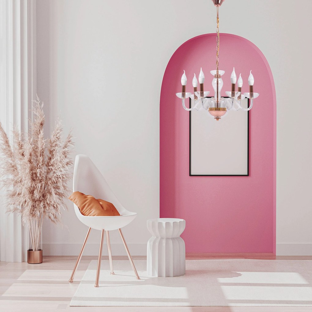 Toolight Toolight, stropná lampa na zavesenie 6xE14 APP1081-6CP, ružové zlato, OSW-00681