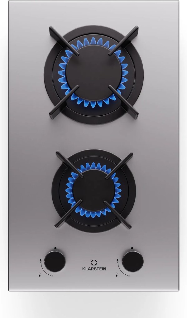 Klarstein Goldflame, plynová varná doska, 2 mosadzné horáky, nehrdzavejúca oceľ