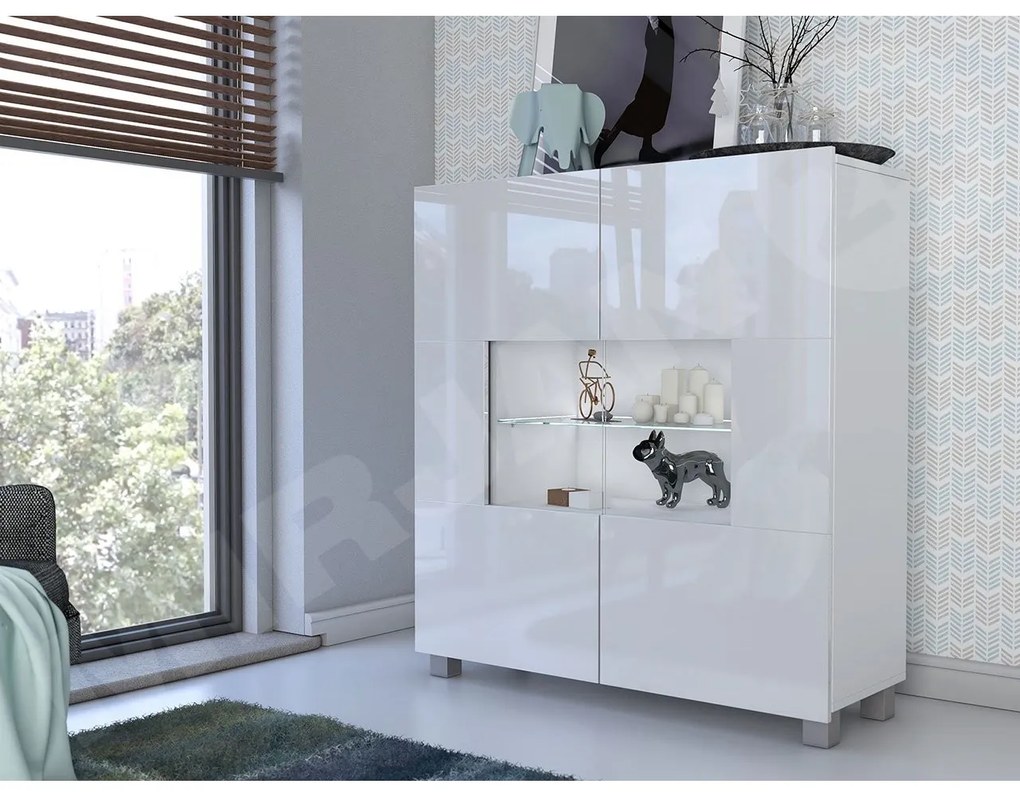 Komoda Bralani BR01, Farby: orech warmia, Osvetlenie: osvetlenie LED biele