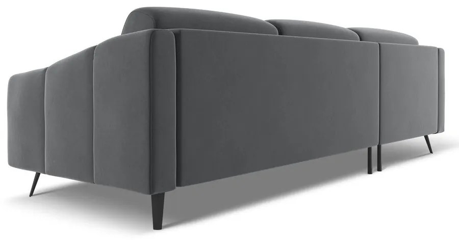 Sivá zamatová rohová pohovka (ľavý roh) Nalu – Makamii