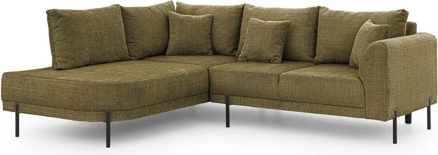 Zelená ženilková rohová pohovka (ľavý roh/do L) Mauris – Ropez