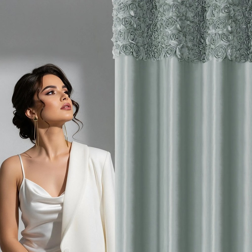 ZATEMŇOVACÍ ZÁVES NA PÁSKE EVA MINGE ROSES13 140X270 CM MÄTOVÁ