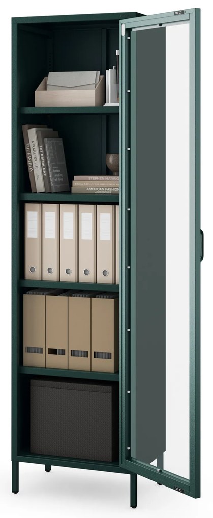 Vitrína LUIGI, 500 x 1800 x 350 mm, Modern: fľaškovo zelená