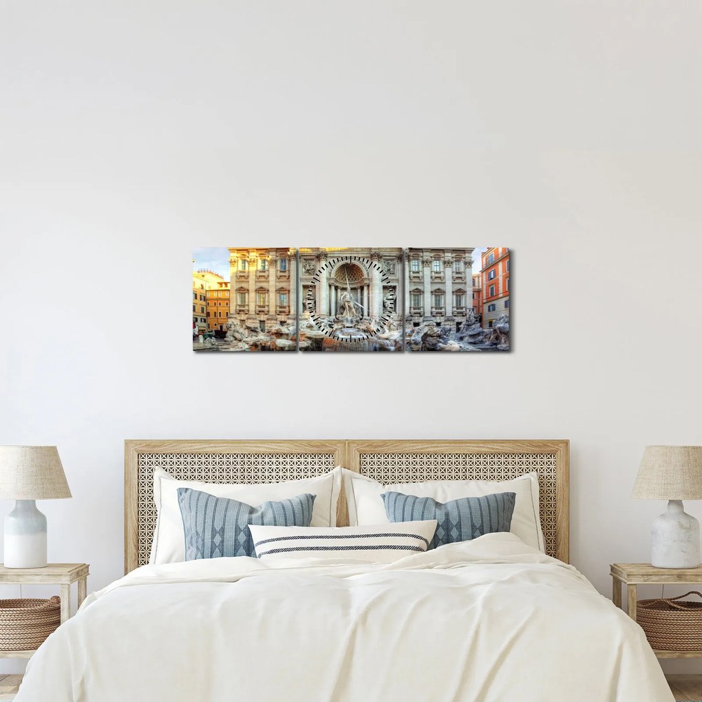 Obraz - Fontána di Trevi (s hodinami) (90x30 cm)