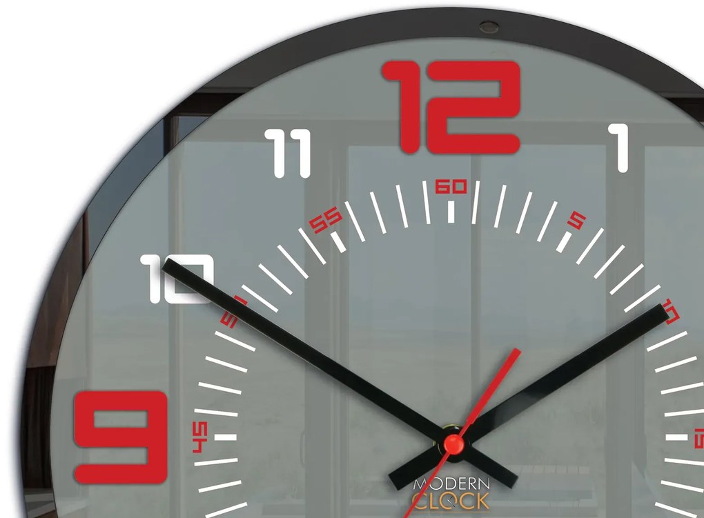 Nástěnné hodiny Orion 30 cm červené/šedé