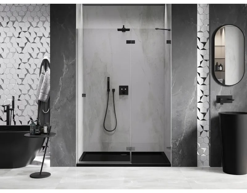 Mexen, Mexen Lunar pravé otočné sprchové dvere 130 cm, priehľadné, pištoľovo šedé kartáčované - 834-130-000-66-00-P