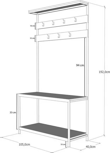 Vešiak s policou Girne Black and Pine