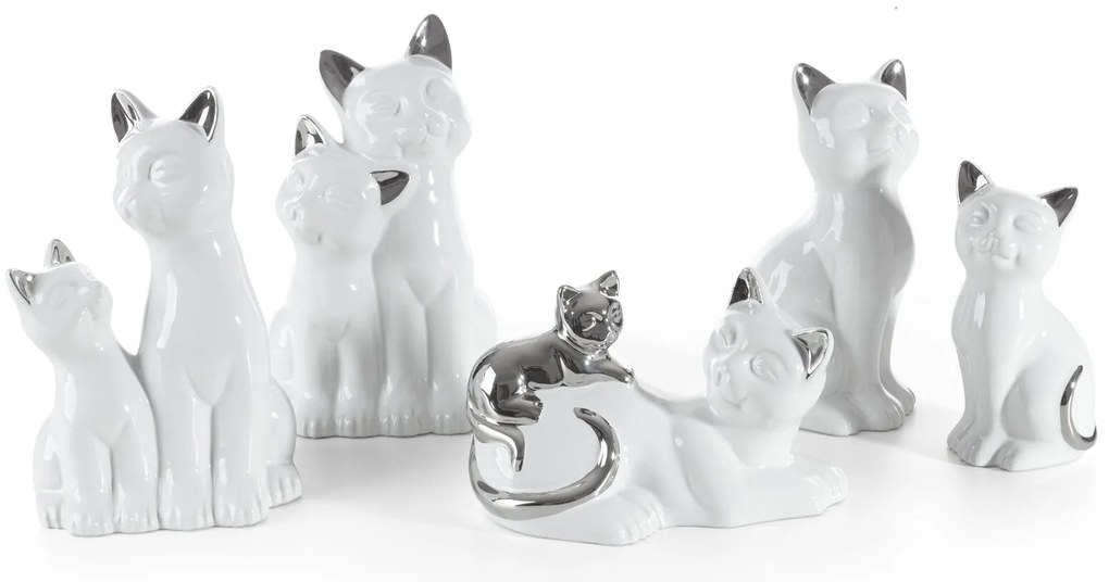 DEKORAČNÁ SOŠKA CAT 14X12X22 CM BIELA