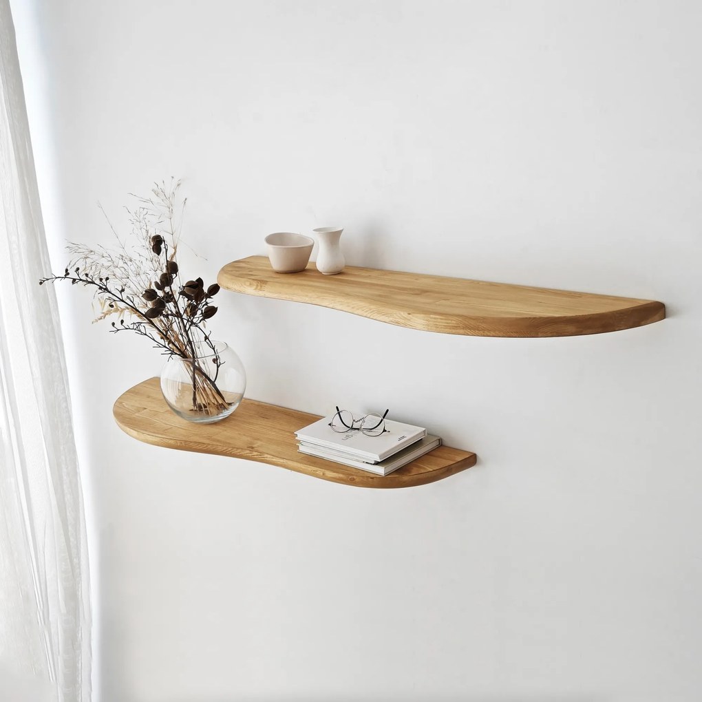 Súprava 2 ks nástenných políc WAVY dub