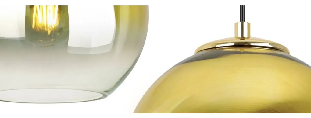 Závesné svietidlo Bergen gold, 2x zlaté/transparentné sklenené tienidlo (fi 20cm)
