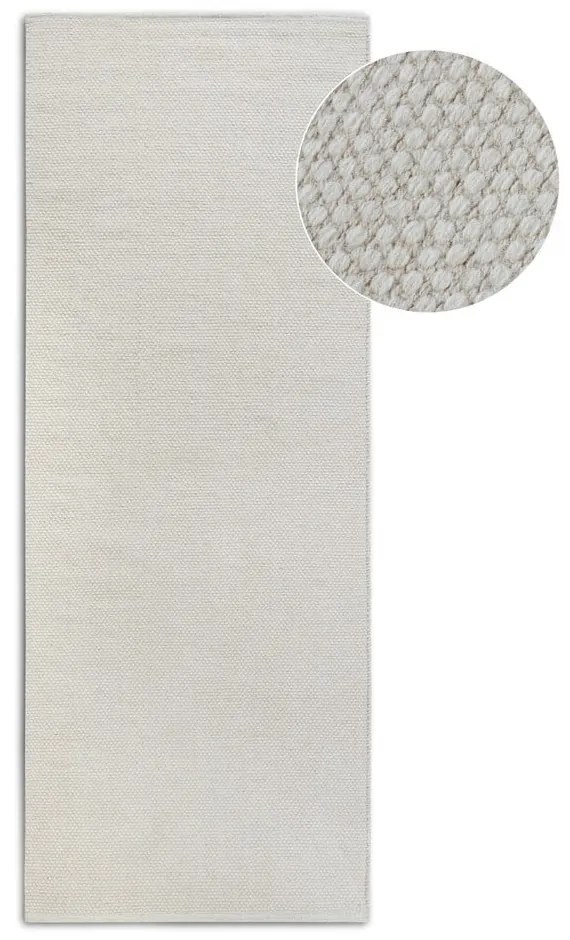 Krémovobiely ručne tkaný behúň s prímesou vlny 80x200 cm Pradesh Natural White – Elle Decoration