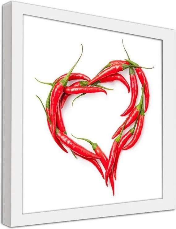 CARO Obraz v ráme - Heart Made Of Chili Peppers Biela 20x20 cm