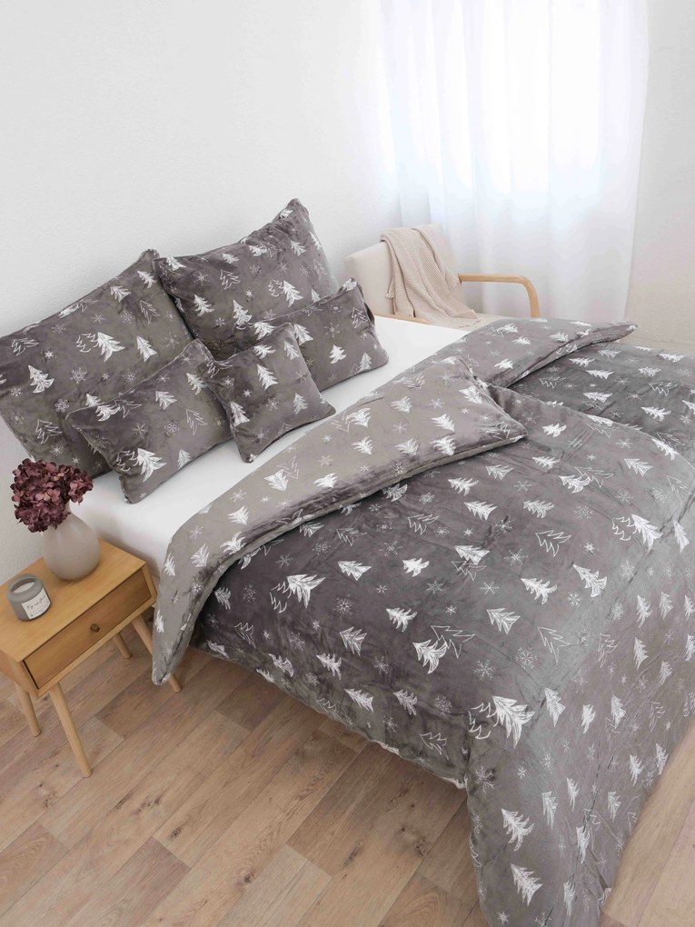 Obliečky mikroplyš Exclusive – Stromčeky sivá