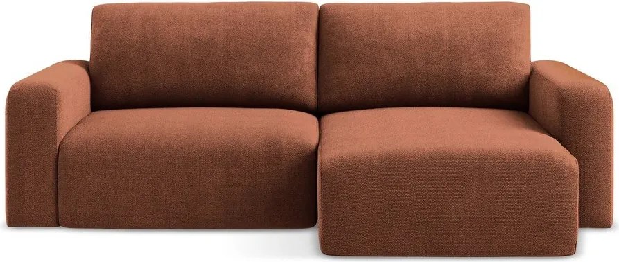 Ženilková rozkladacia/s úložným priestorom rohová pohovka v terakotovej farbe (pravý roh/s leňoškou) Kona – Makamii